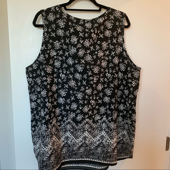 Womens Plus Size Speed Limit MPH Black & White Floral Tank Top 2X - Picture 7 of 16